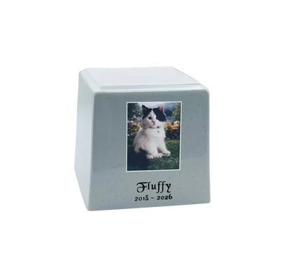Cultured Marble Pet Urn | White Pet Urn