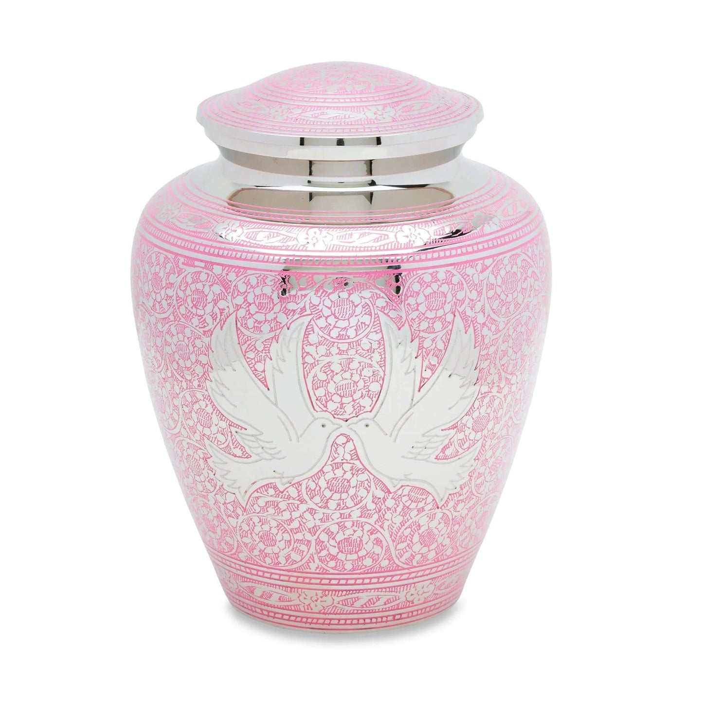 Dove Brass Pet Urns - Pink Loving Doves