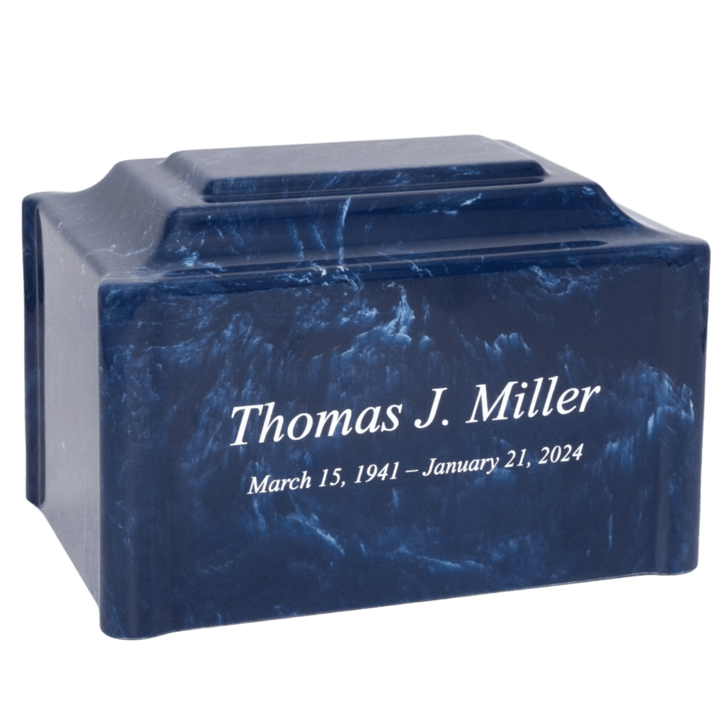 Navy Blue Cultured Marble Cremation Urn