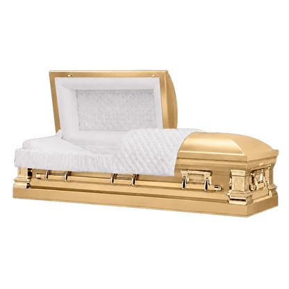 The Majesty Gold (Made in USA) | Gold Stainless Steel Casket with White Interior