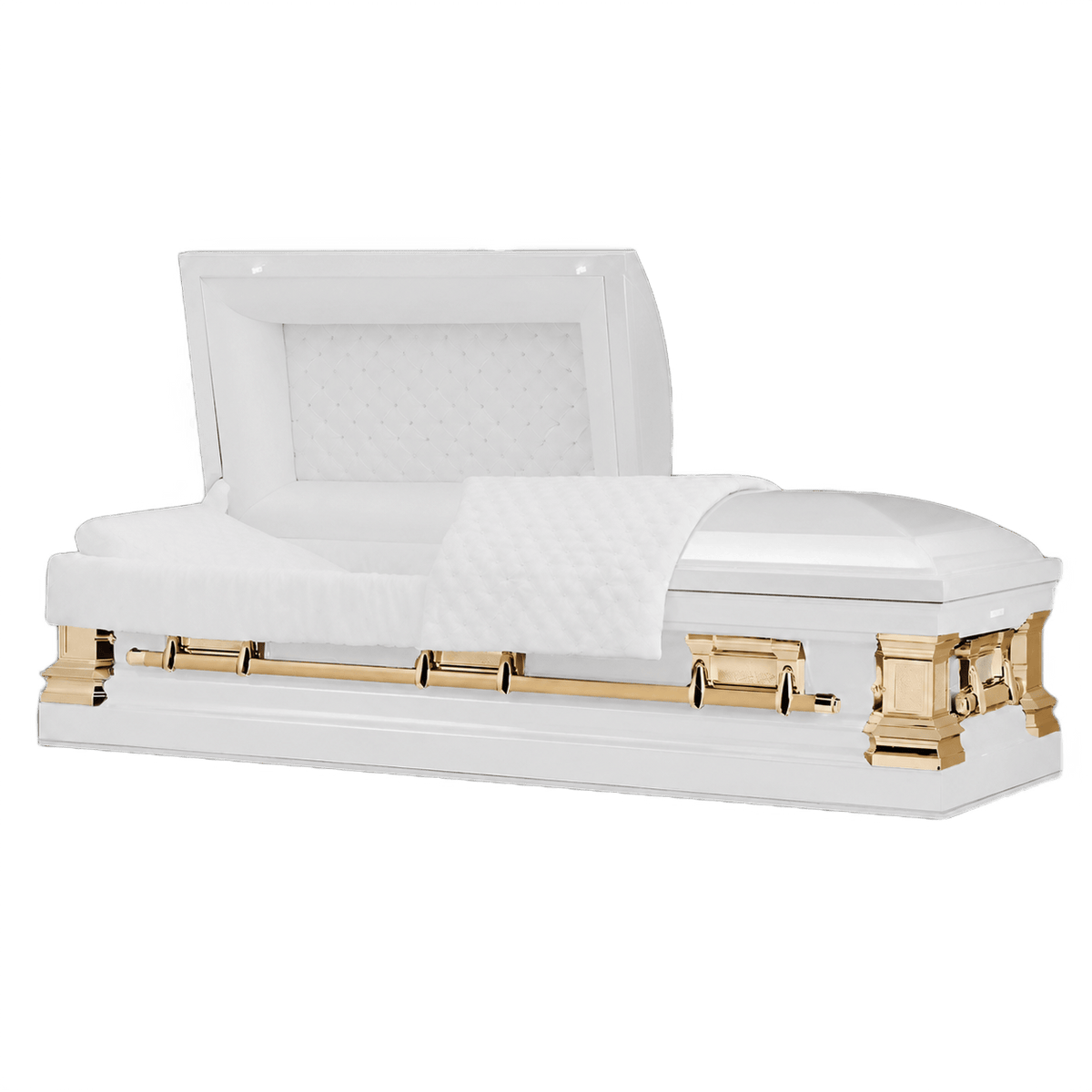 Era Stainless Series (Made in USA) | White & Gold Stainless Steel Casket with White Interior