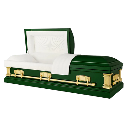 Satin Series | Hunter Green Steel Casket with White Interior