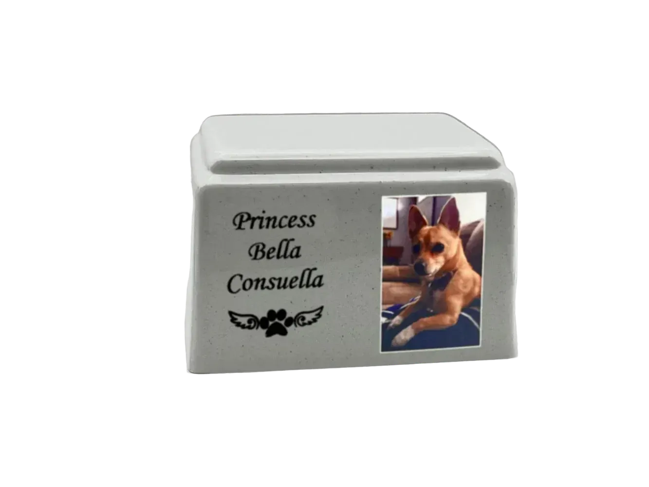 Cultured Marble Pet Urn | White Pet Urn