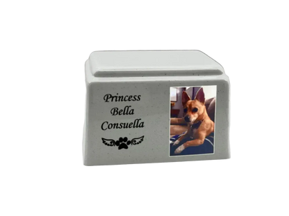 Cultured Marble Pet Urn | White Pet Urn