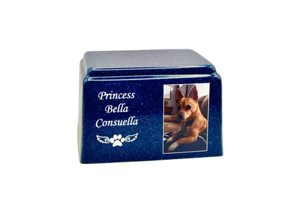 Cultured Marble Pet Urn | Blue Pet Urn