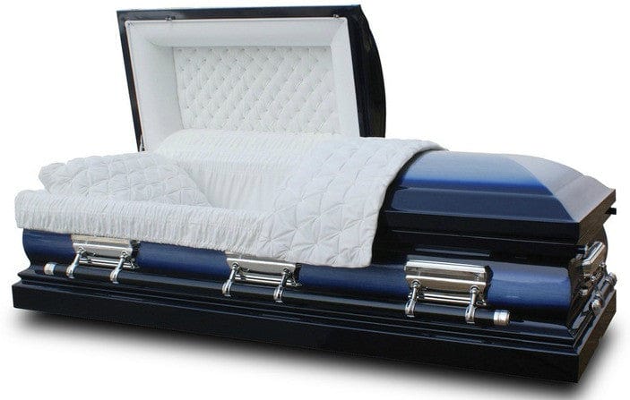 Wexford Series | Two Tone Blue Brushed Steel Casket with White Velvet Interior