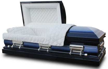 Wexford Series | Two Tone Blue Brushed Steel Casket with White Velvet Interior