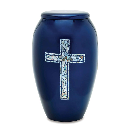 Designer Pet Urn - Blue Cross