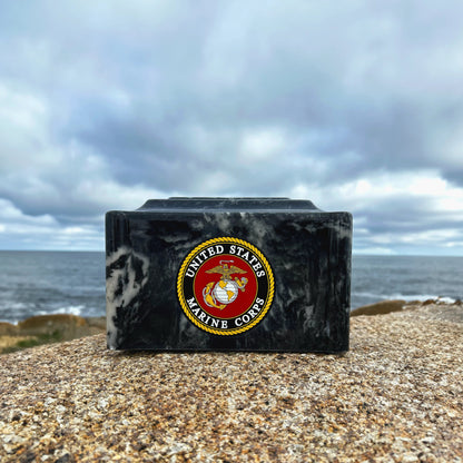 Military Marble Cremation Urn | Marines Black