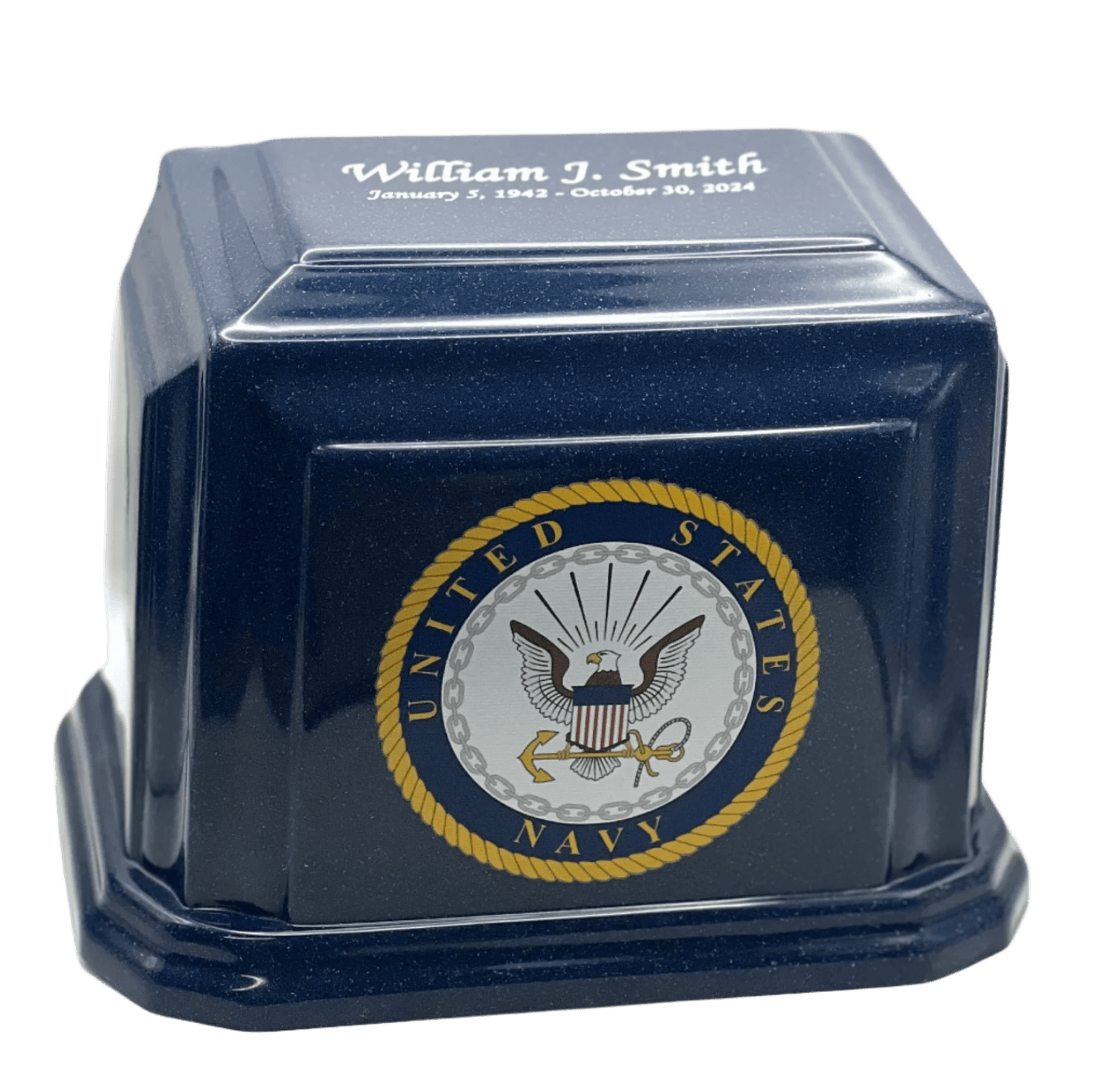 Rectangular Military Marble Cremation Urn | Navy Blue