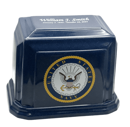 Classic Military Marble Cremation Urn | US Navy Blue