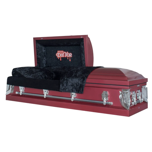 Cup Noodles® x Titan Casket Vampire Noodles Casket| Limited Edition Maroon Steel Casket with Black Velvet Interior