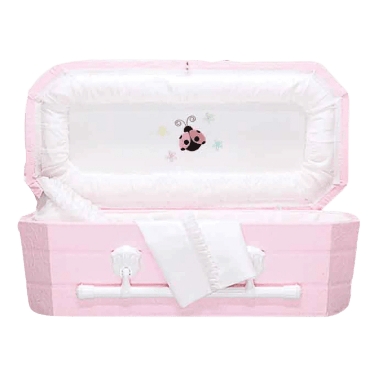 Faux Lambskin-Pink Cloth Covered Wood Casket