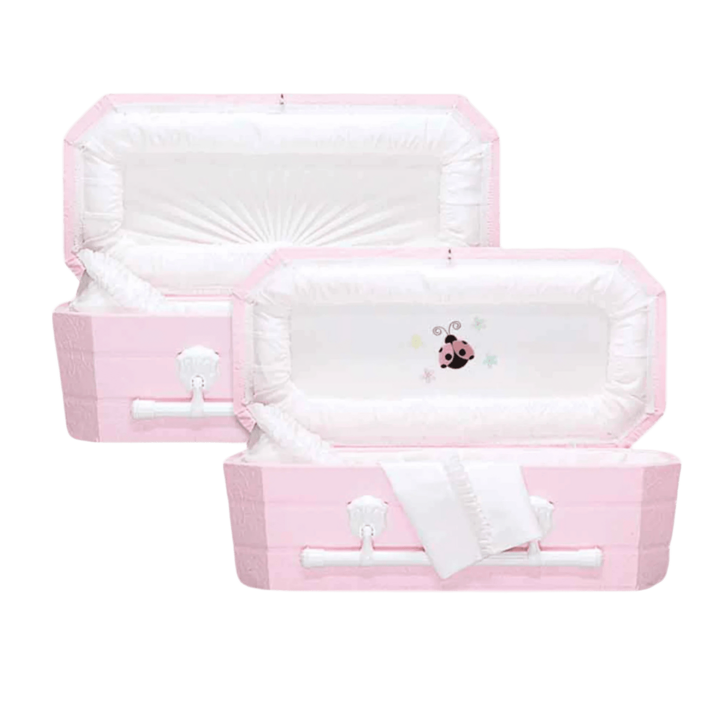 Faux Lambskin-Pink Cloth Covered Wood Casket