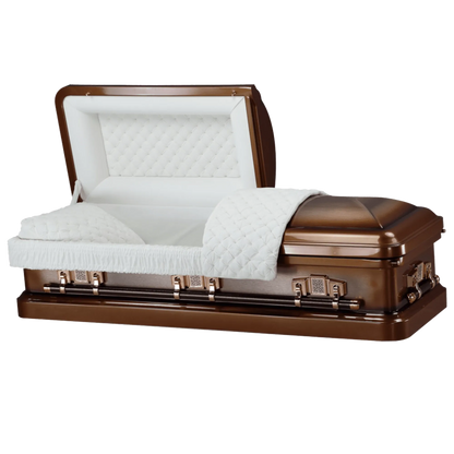 Remington (18-Gauge Steel Casket) | Brown Steel Casket with Almond Velvet Interior