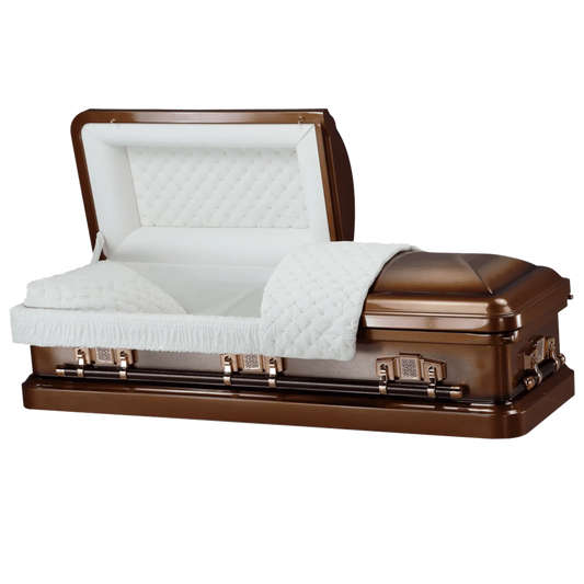 Remington (18-Gauge Steel Casket) | Brown Steel Casket with Almond Velvet Interior