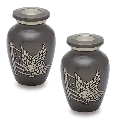 Pair of Pet Keepsake Urns - American Pride | Brass Keepsake Urns