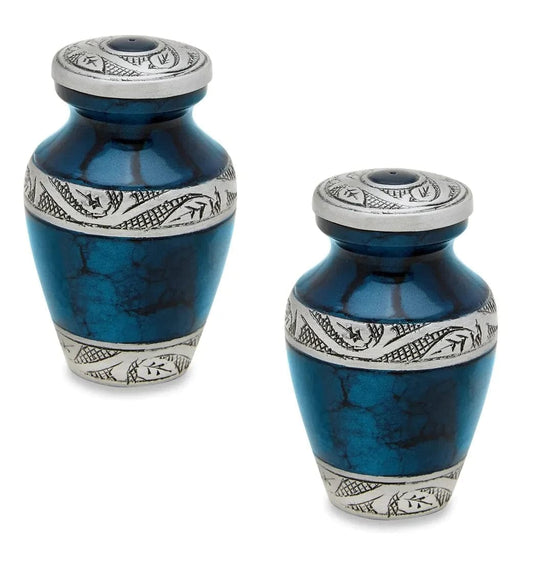 Pair of Pet Keepsake Urns - Blue | Colorful Keepsake Urns