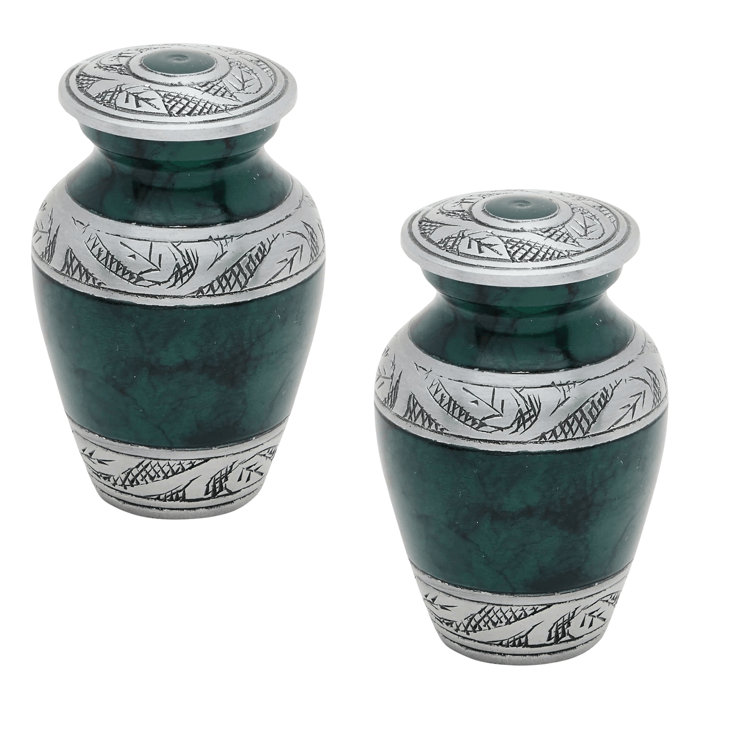 Pair of Keepsake Urns - Green | Colorful Keepsake Urns