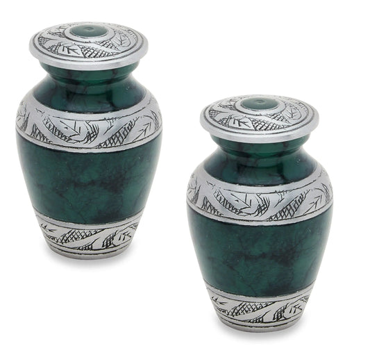 Pair of Pet Keepsake Urns - Green | Colorful Keepsake Urns