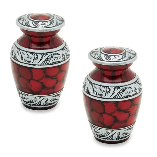 Pair of Pet Keepsake Urns - Red | Colorful Keepsake Urns