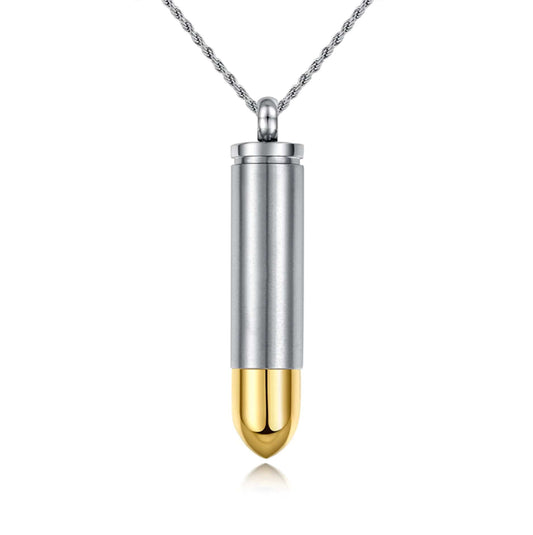 Two Tone Bullet Cremation Urn Pendant