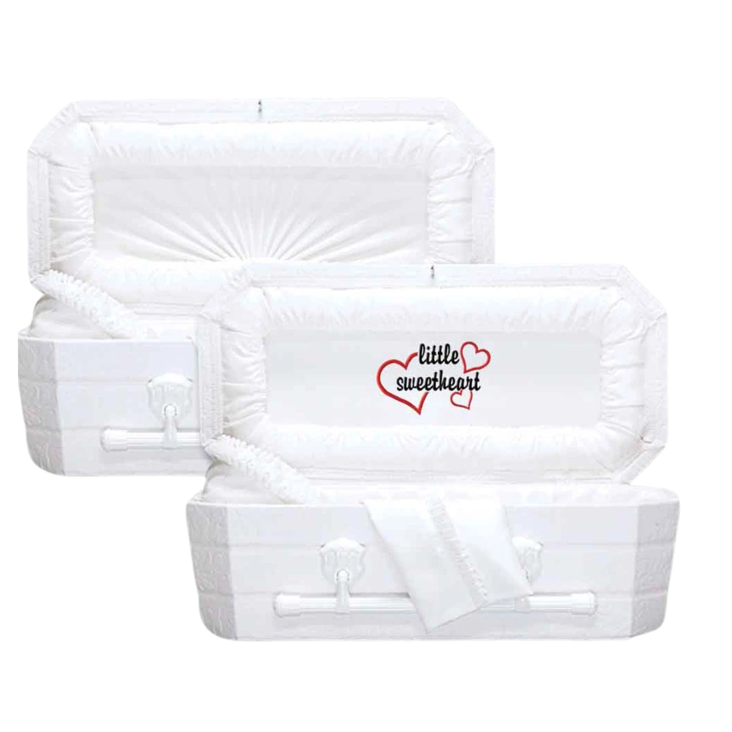 Faux Lambskin-White Cloth Covered Wood Casket