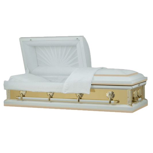 Reflections Series | White and Gold Steel Casket with White Interior