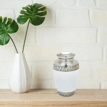 Brass Urn - White