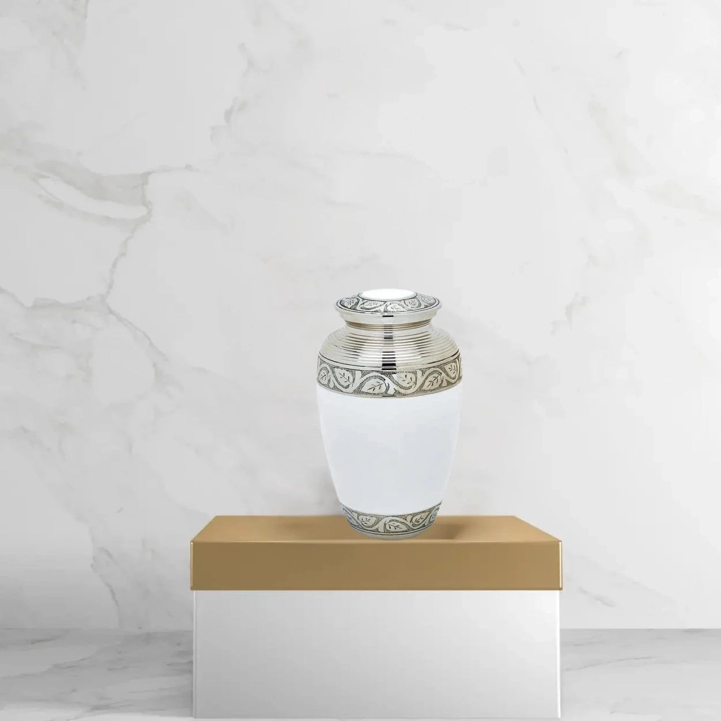 Brass Urn - White