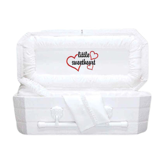 Faux Lambskin-White Cloth Covered Wood Casket