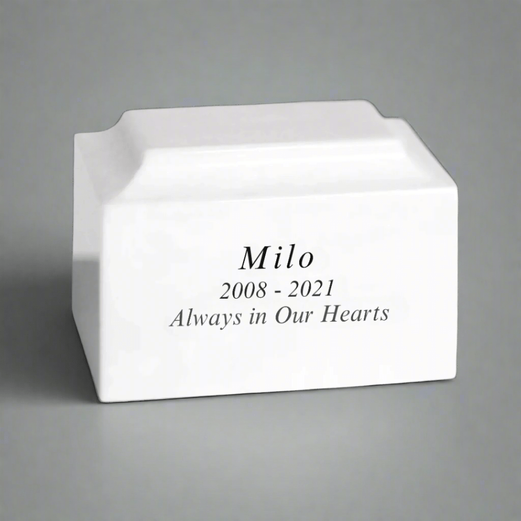 White Pet Marble Cremation Urn