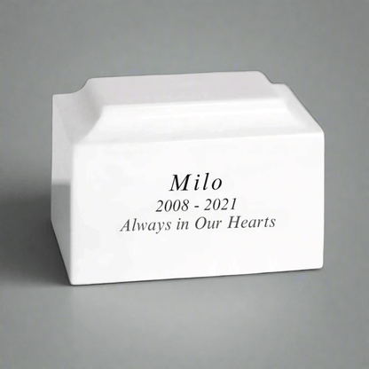 White Pet Marble Cremation Urn