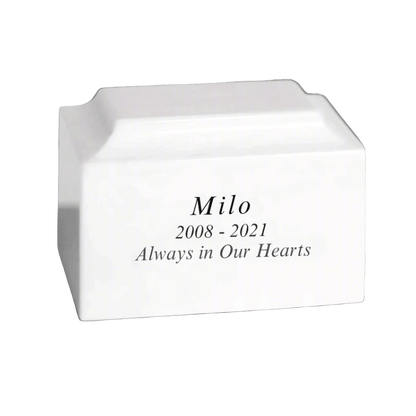 White Pet Marble Cremation Urn
