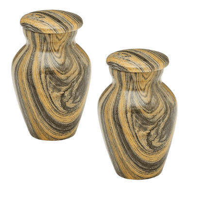 Pair of Keepsake Urns - Weather Woody | Hydro-Painted Keepsake Urns