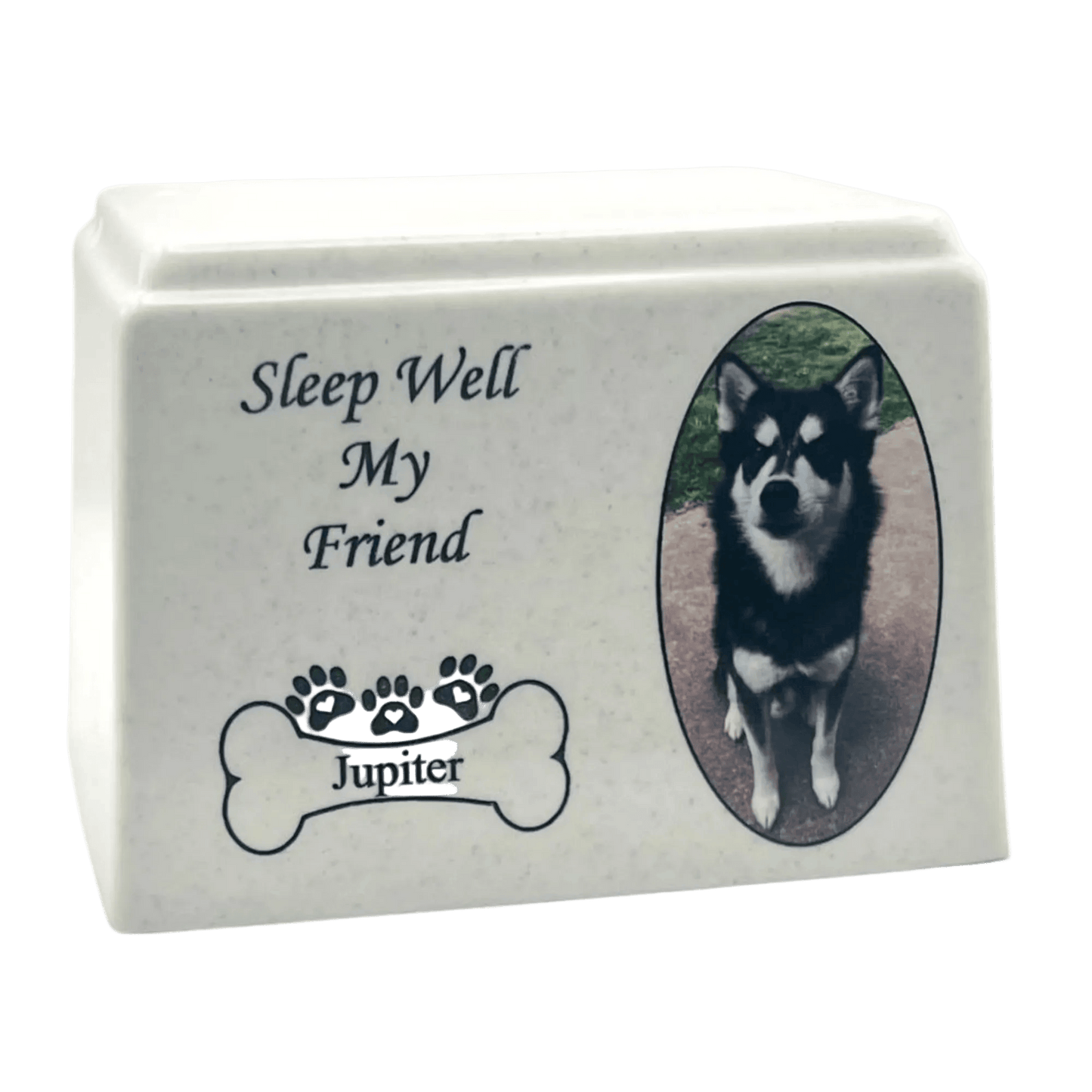 Cultured Marble Pet Urn | White Pet Urn