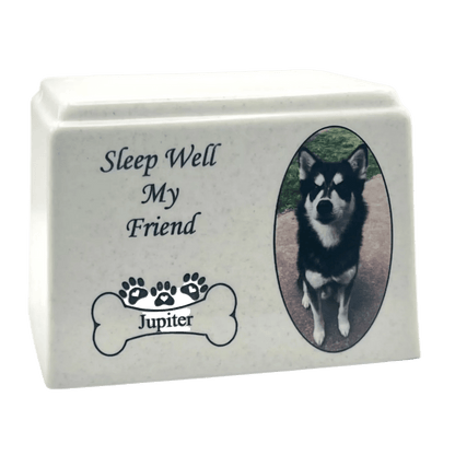 Cultured Marble Pet Urn | White Pet Urn