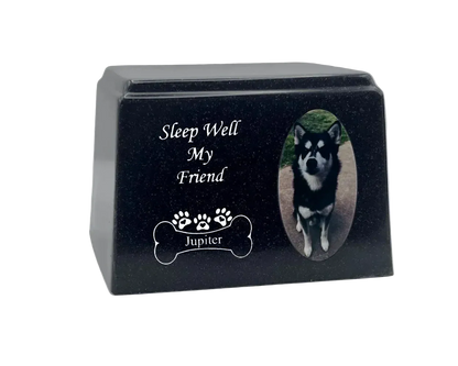 Cultured Marble Pet Urn | Black Pet Urn