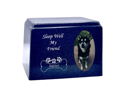 Cultured Marble Pet Urn | Blue Pet Urn