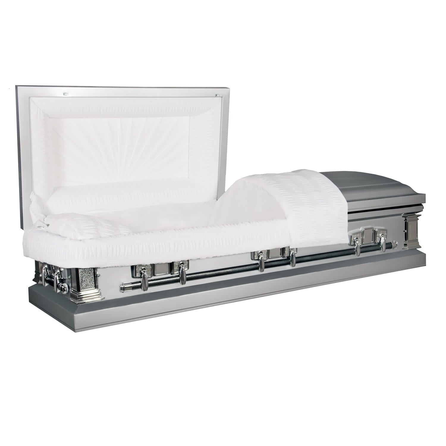 Satin Series | Silver Steel Casket with White Interior - Titan Casket
