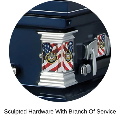 Sculpted hardware of Titan Casket Veteran Select Casket Coast Guard