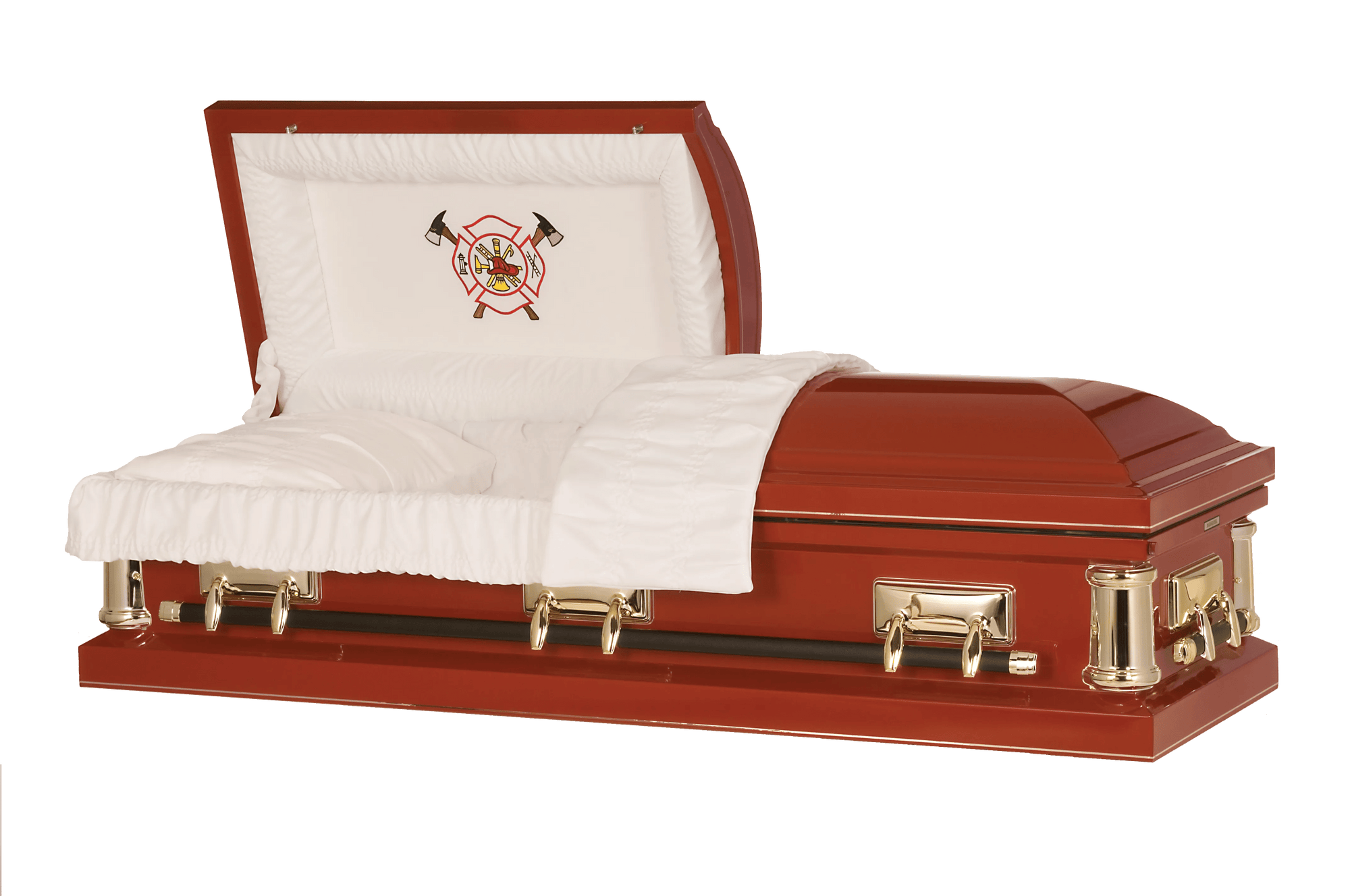 Firefighter | Red Steel Casket with White Interior