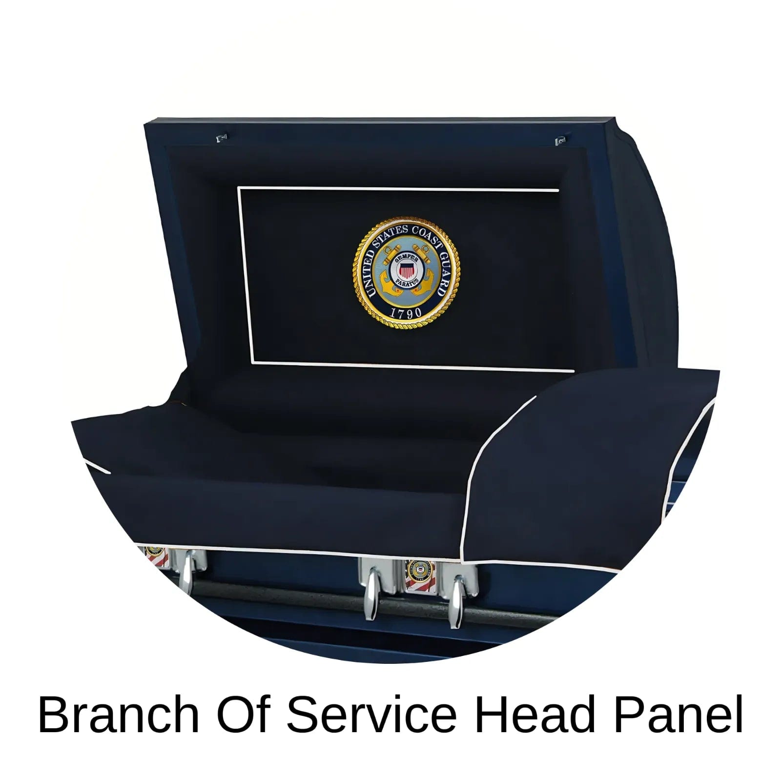 Branch of Service head panel of Titan Casket Veteran Select Casket Coast Guard