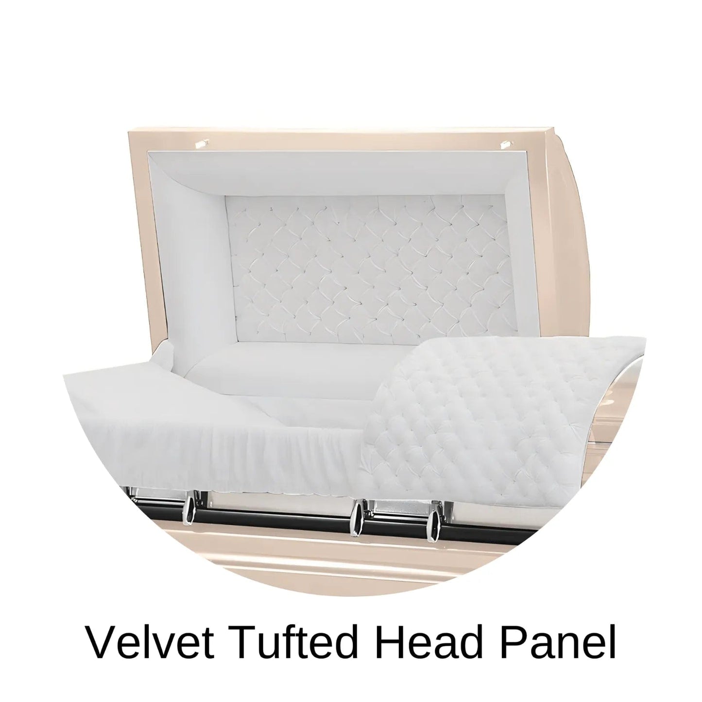 Velvet Tufted head panel of Titan Casket Era Series Casket
