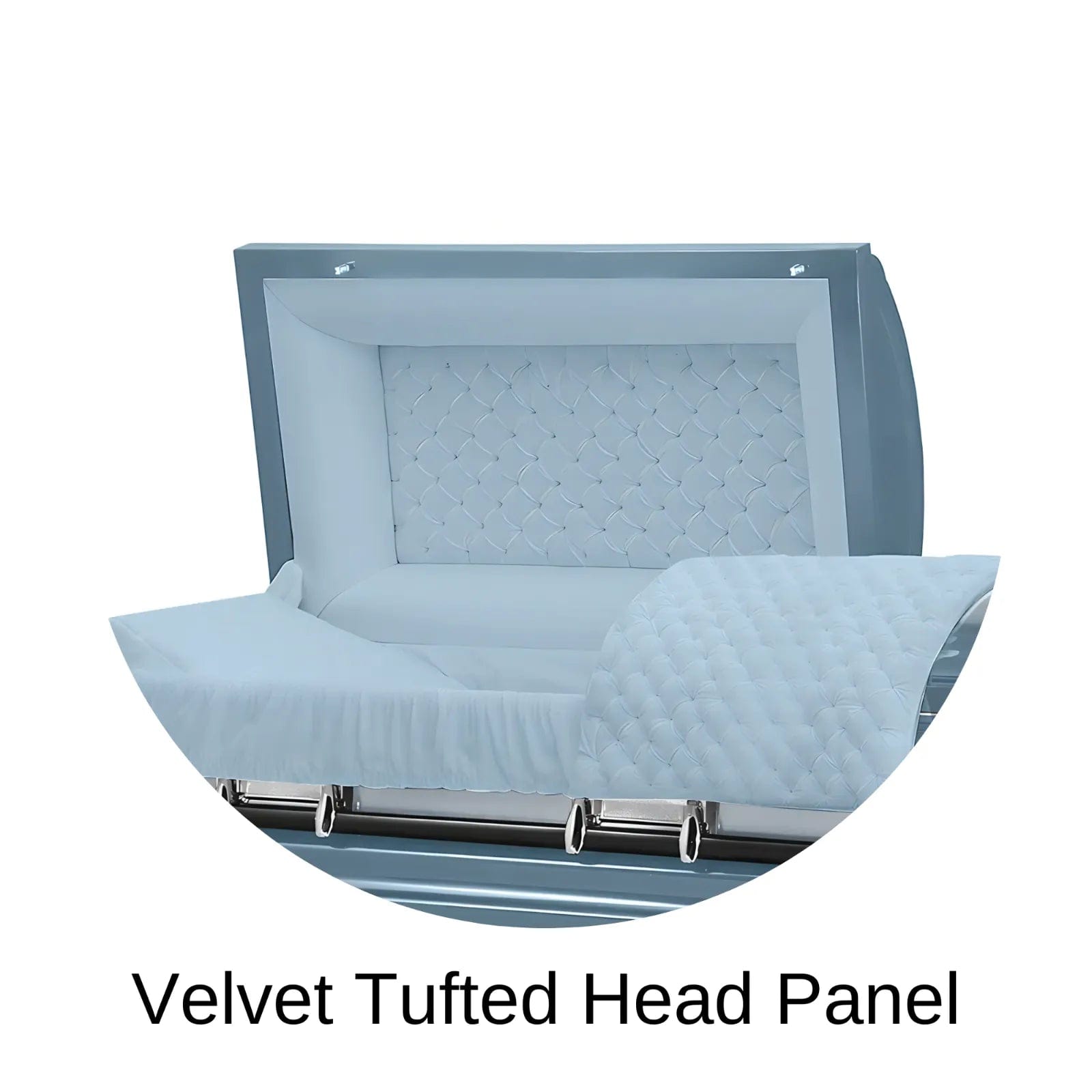 Velvet Tufted head panel of Titan Casket Era Series Casket