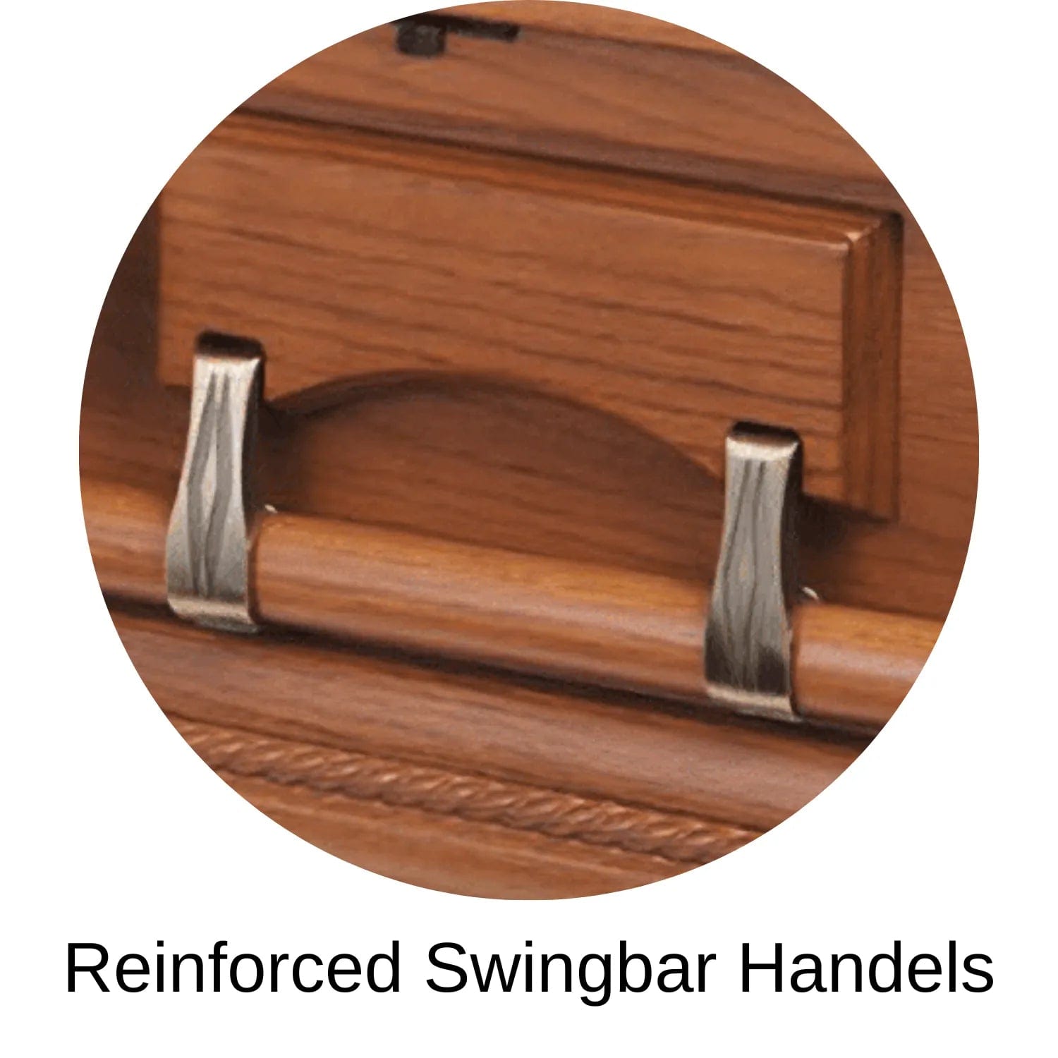 Reinforced Swingbar Handles Of Veneto (Oak) Series Wood Casket with Satin Finish