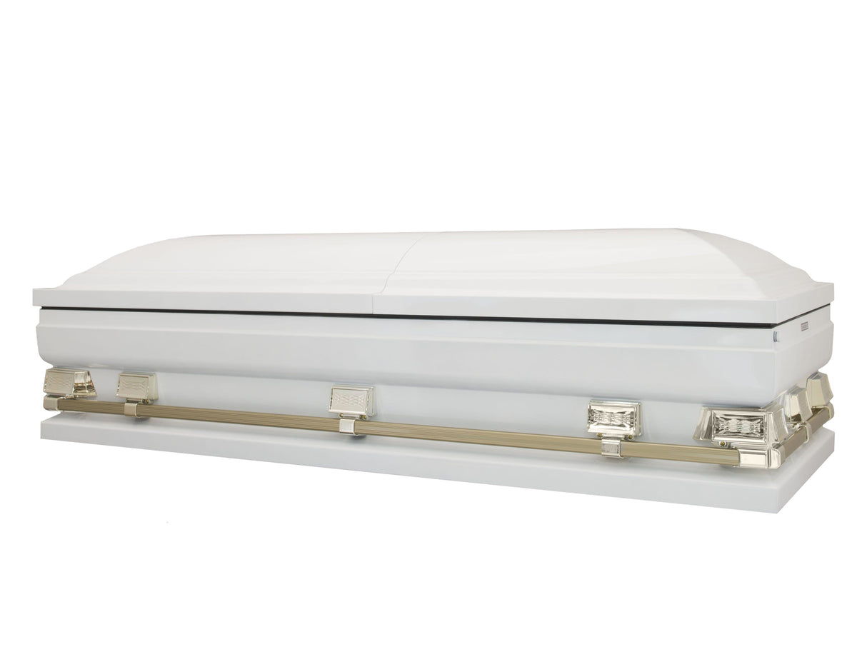White and Gold Metal Oversize Casket (Coffin) - Titan Atlas – Titan Casket