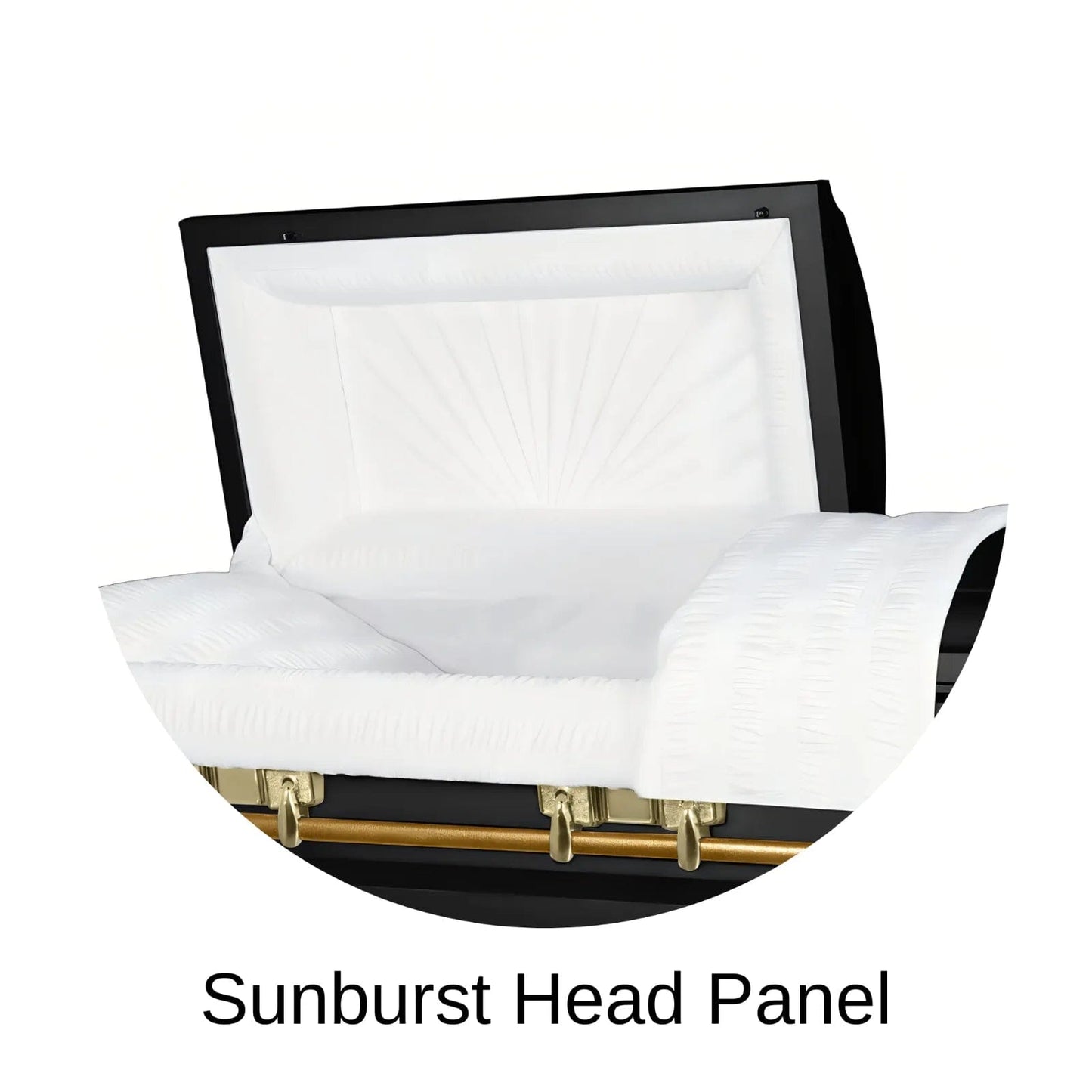 Sunburst head panel of Titan Casket Satin Series Casket