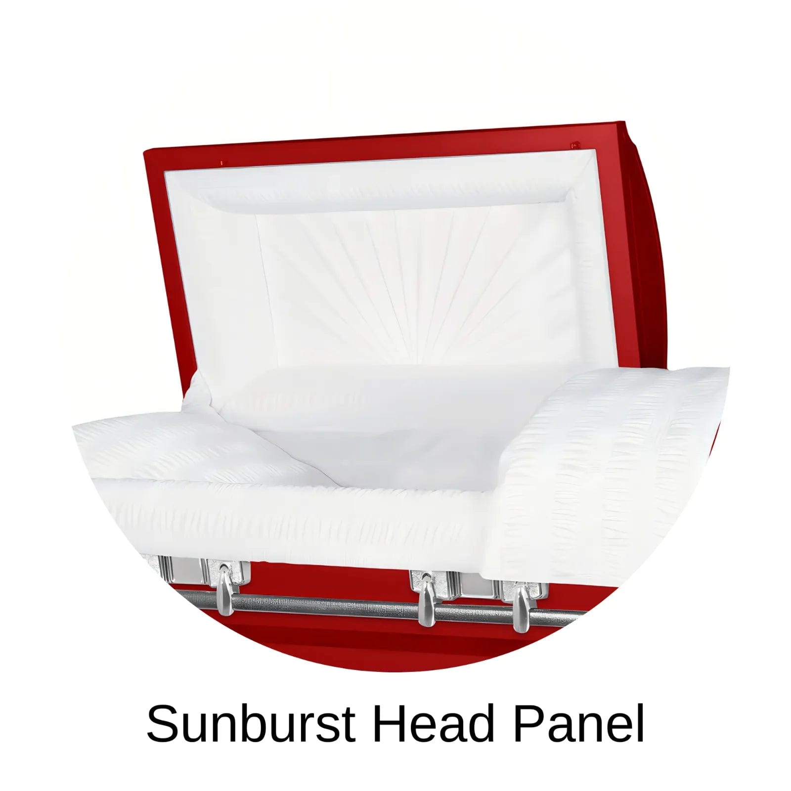 Load image into Gallery viewer, Sunburst head panel of Titan Casket Satin Series Casket

