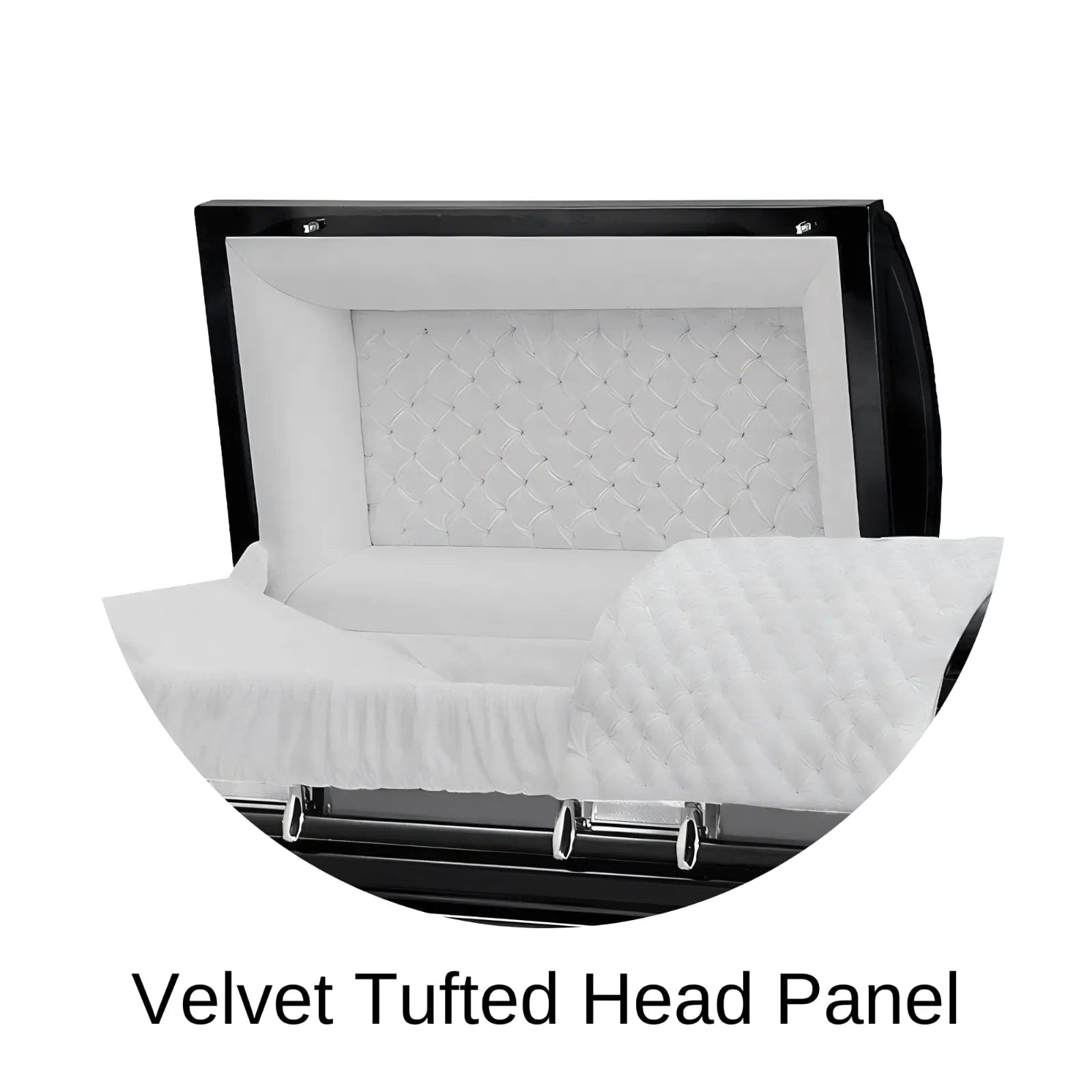 Velvet Tufted head panel of Titan Casket Era Series Casket